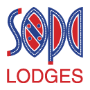 Sopa Lodges logo in red and blue with stylized circular icon and LODGES text on white.