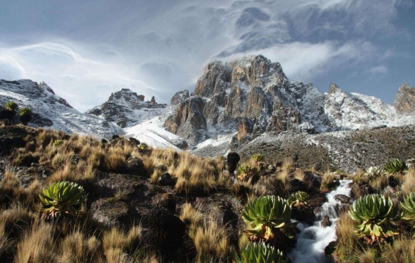 Sunrise on Mount Kenya from Shipton Camp.