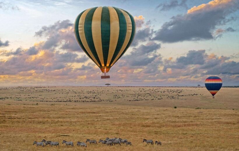 balloon africa safari sunset